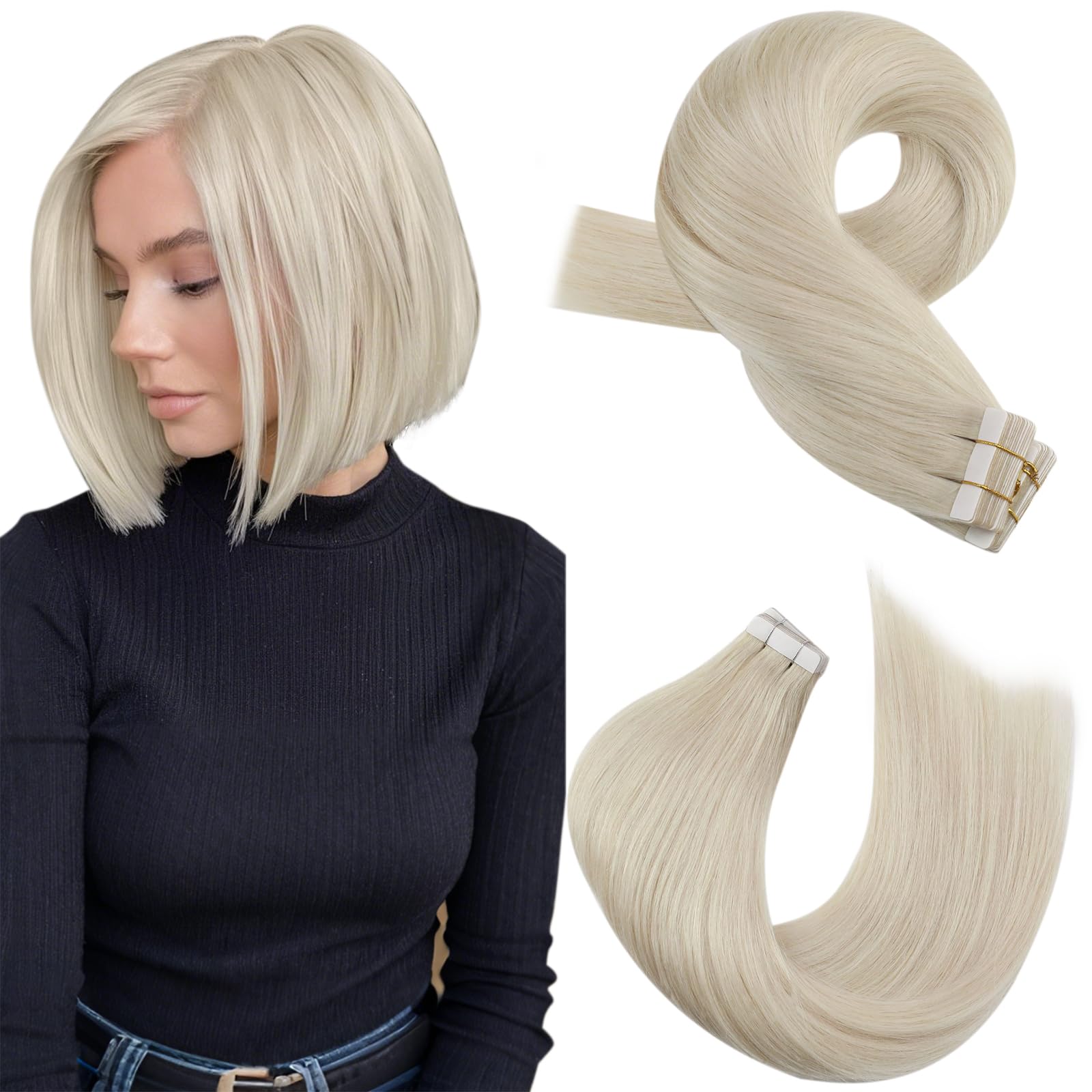 Moresoo Tape Hair Extensions Real Human Hair 18 Inch Jet Black Human Hair Extensions Tape in Black Remy Hair Straight Silky Soft for Women Natural Looking 20pcs/50g #1 — view 88