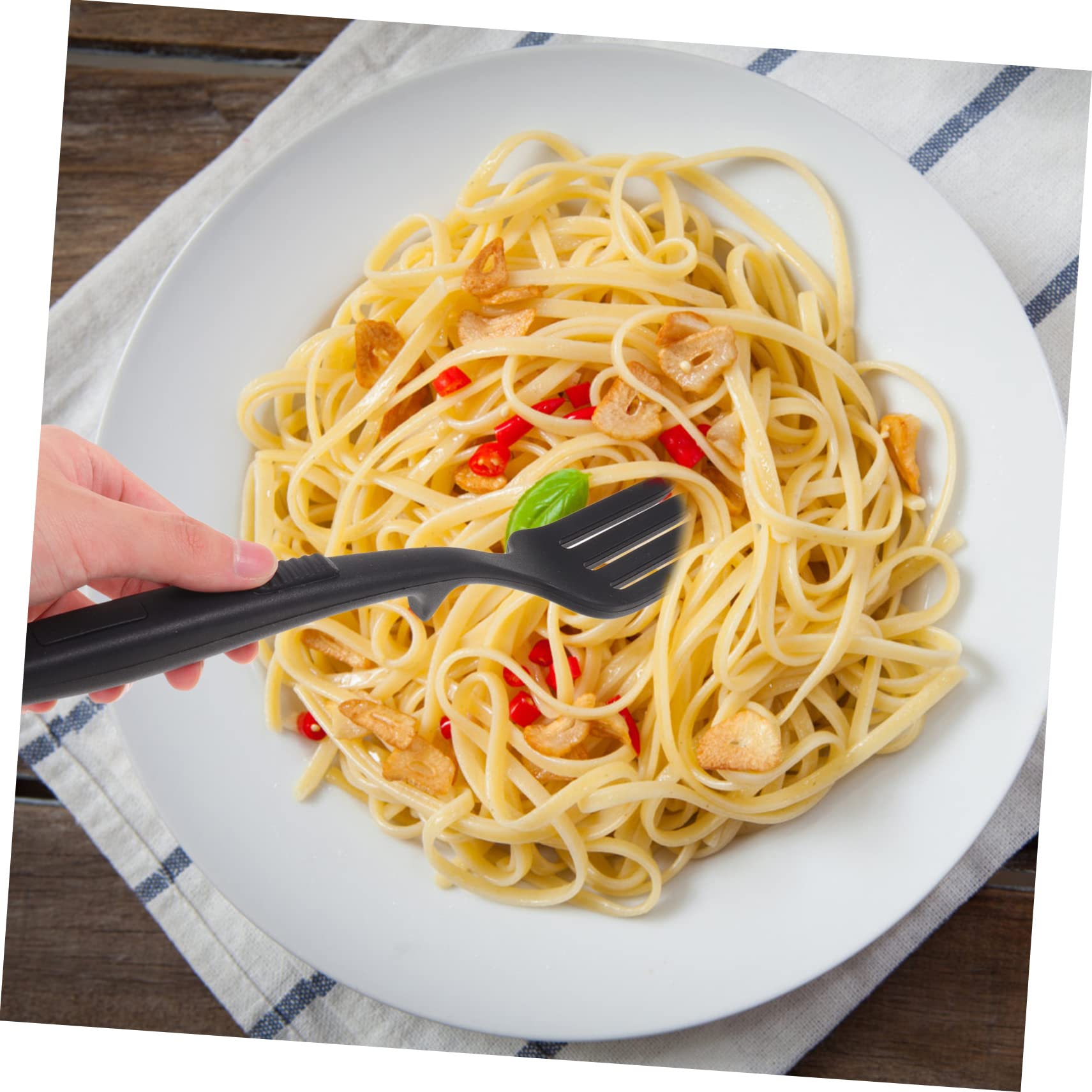 SHOWERORO 2pcs Ergonomic Food Fork Pasta Server Fork Reusable Cooking Utensils Large Salad Mixing Kitchen Supply