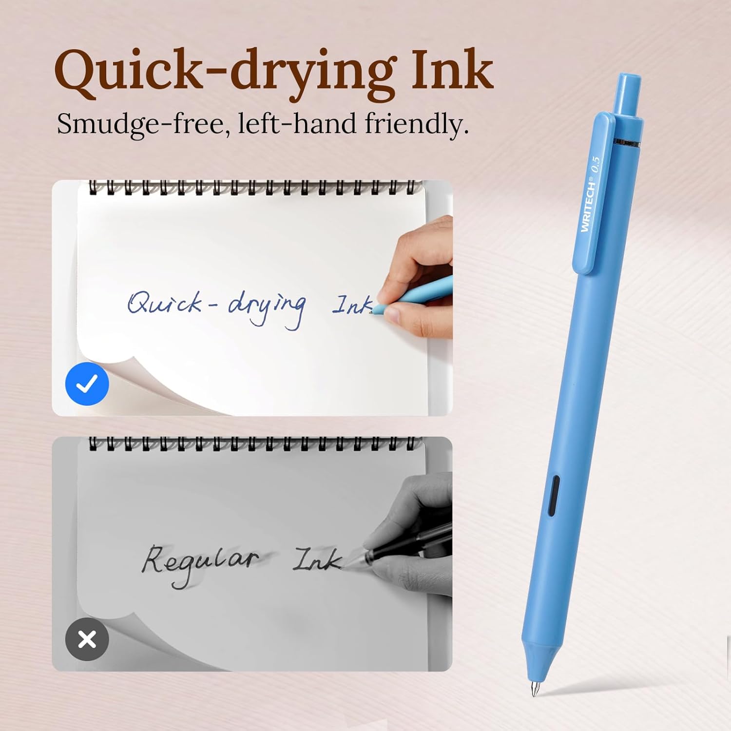 WRITECH Fine Point Gel Pens: 8ct 0.5mm Multi Colored Ink Colors Retractable Pen for Smooth Writing Note Taking Journaling Assorted Coloring No Bleed & Smear & Smudge (Vintage Set) - Image 6