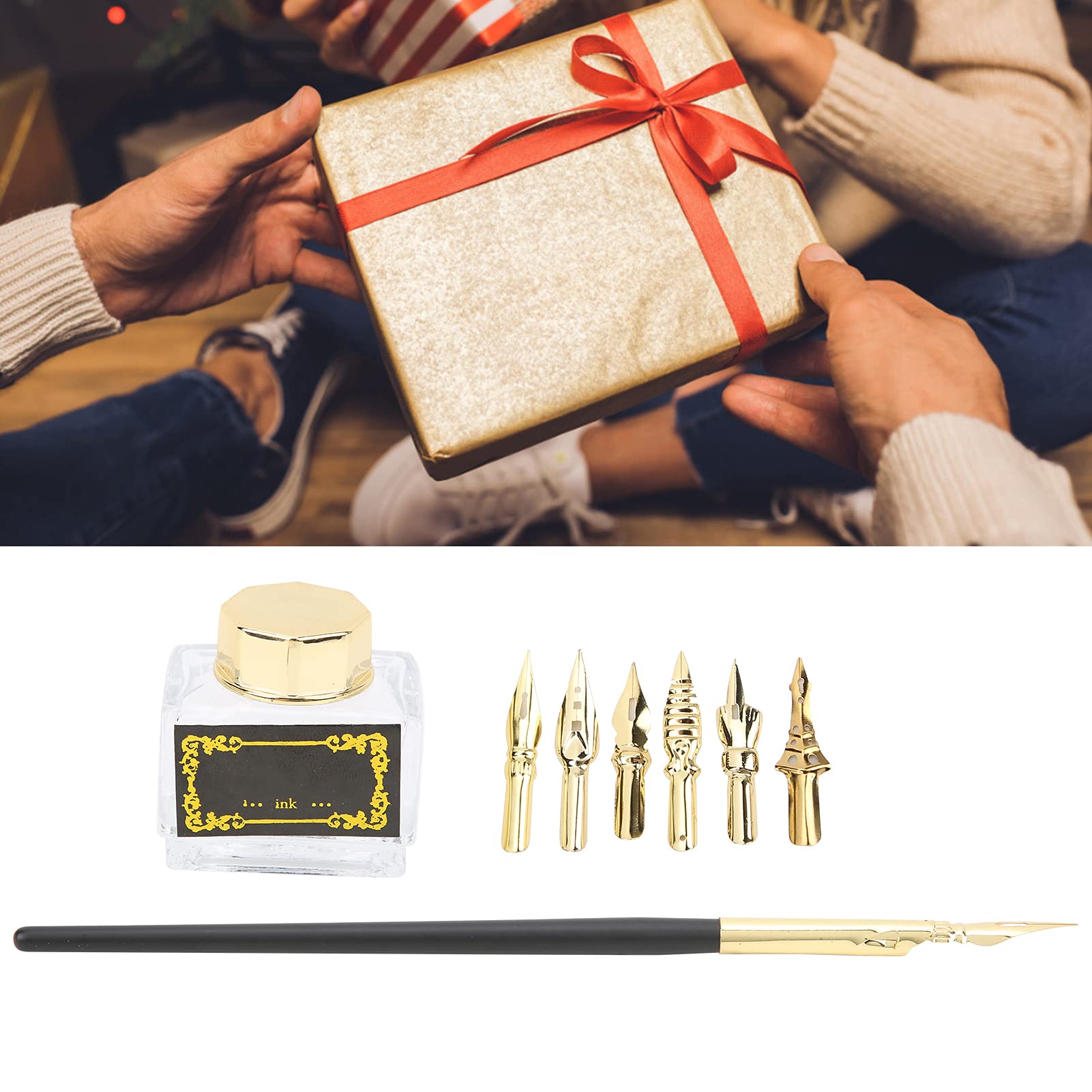7-teiliges Glasstift-Set Handgemacht – Mit Blumenmuster, 4 Tinten, Waschflasche & Halter, In Geschenkbox, Für Kalligraphie