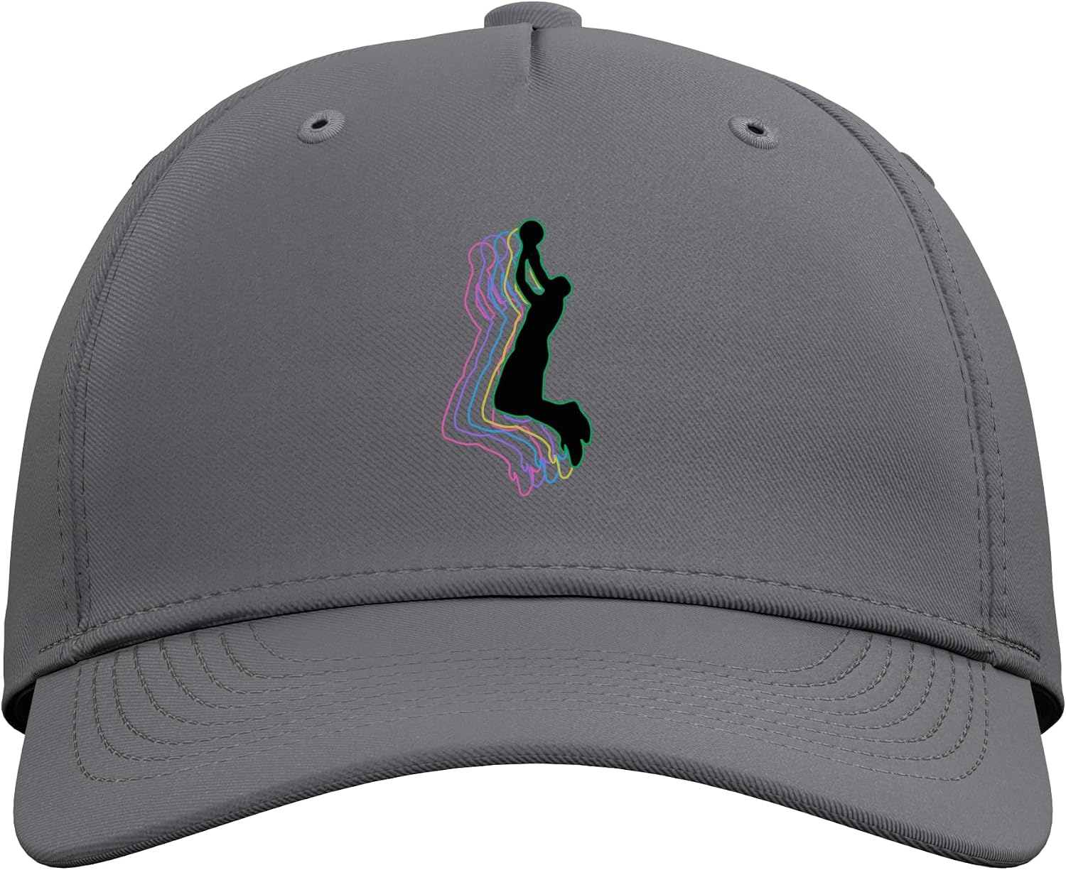 Basketball Slam Dunk Player Outline Retro Aesthetic Design Adjustable Baseball Hat image 2