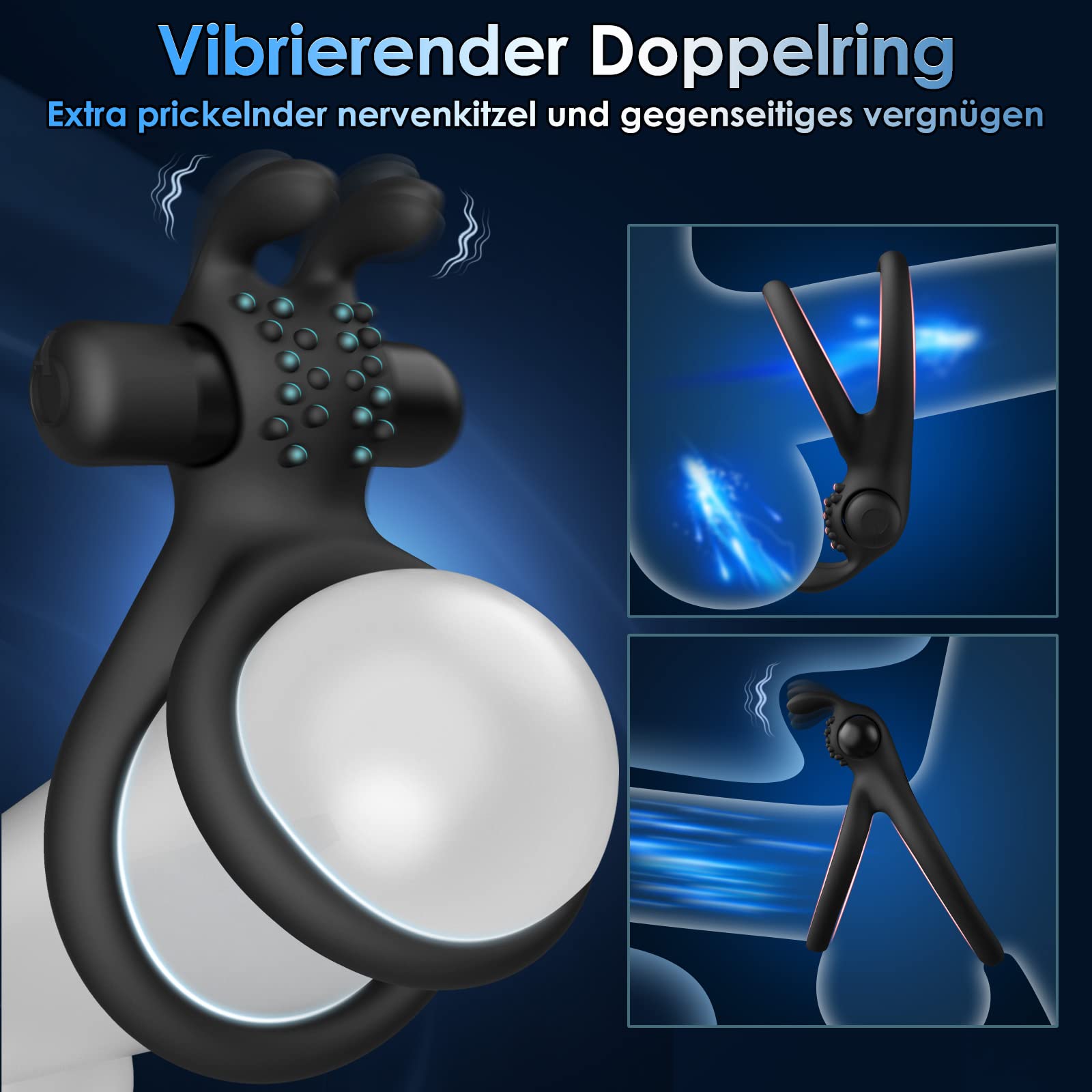 Anillo Vibradorador Pene, Doble Anillo Pene Masculino con Vibrador, Juego de 7 Cockringe Silicona Juguetes Sexuales Hombre, Anillos Vibrador Juguetes Eróticos para Pareja Sexuales