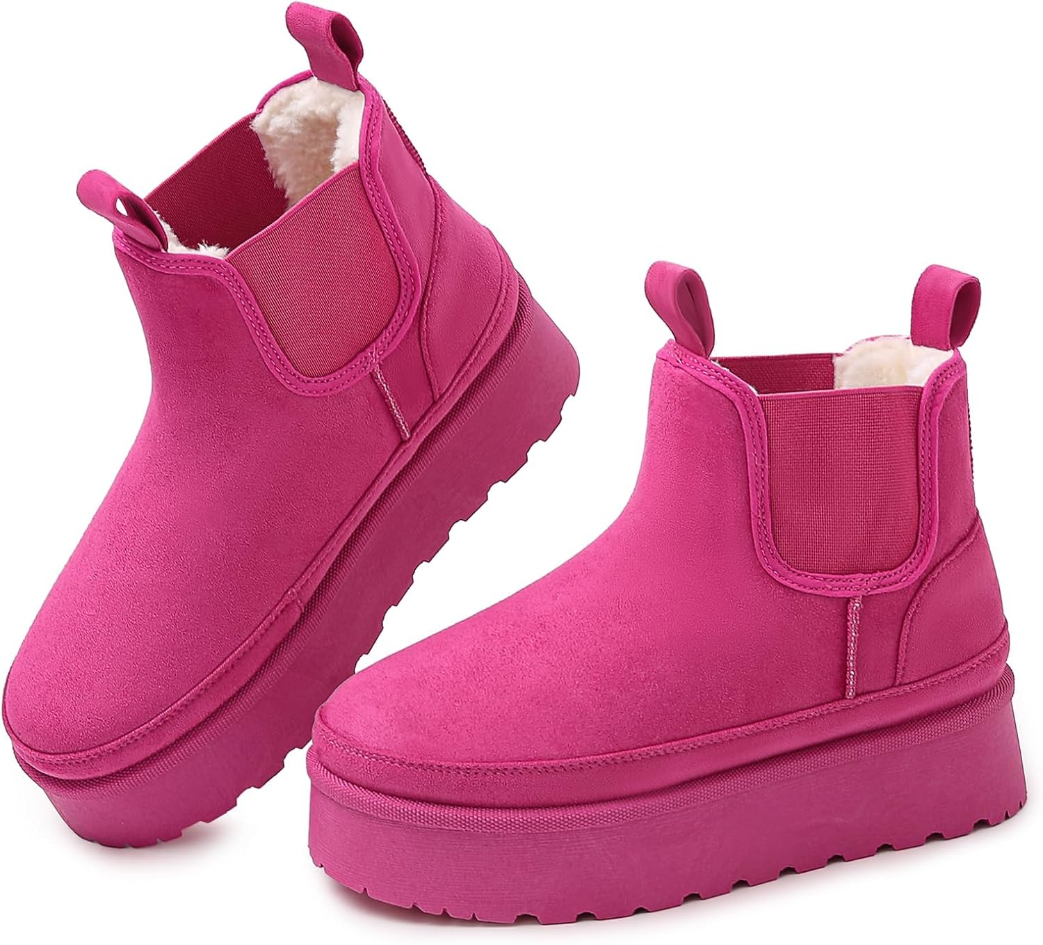 Platform Chelsea Ankle Boots for Women: Classic Winter Booties with Faux Fur Slip-On Anti-Slip Outdoor Snow Short Mini Boot in 2025