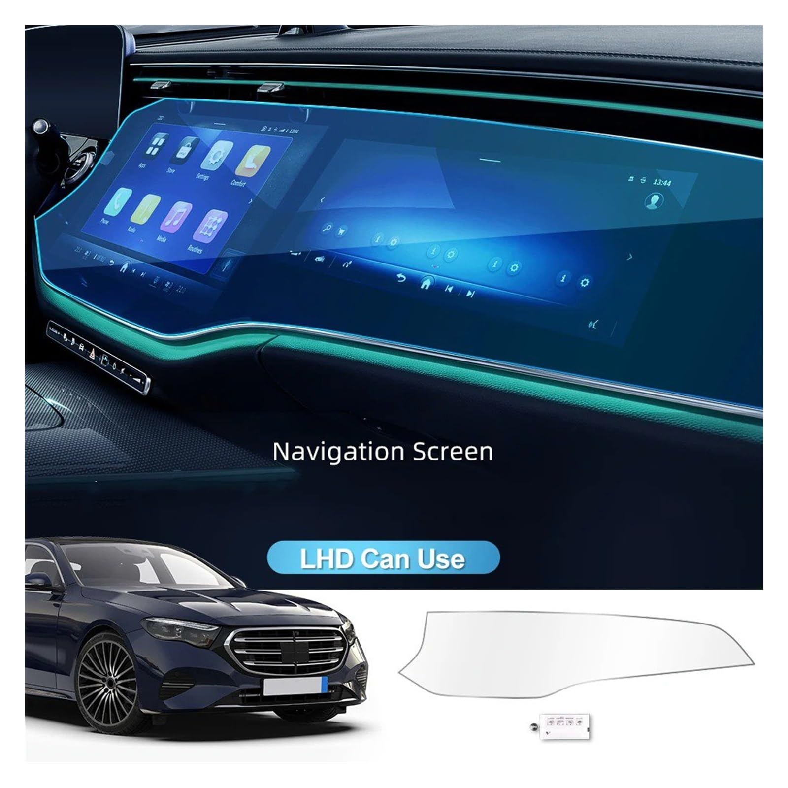 Pellicola Protettiva in Vetro temperato per Display infotainment per Console Centrale Auto Mercedes Classe E W214 navigatore GPS Schermo Set di pellicole protettive per Auto.