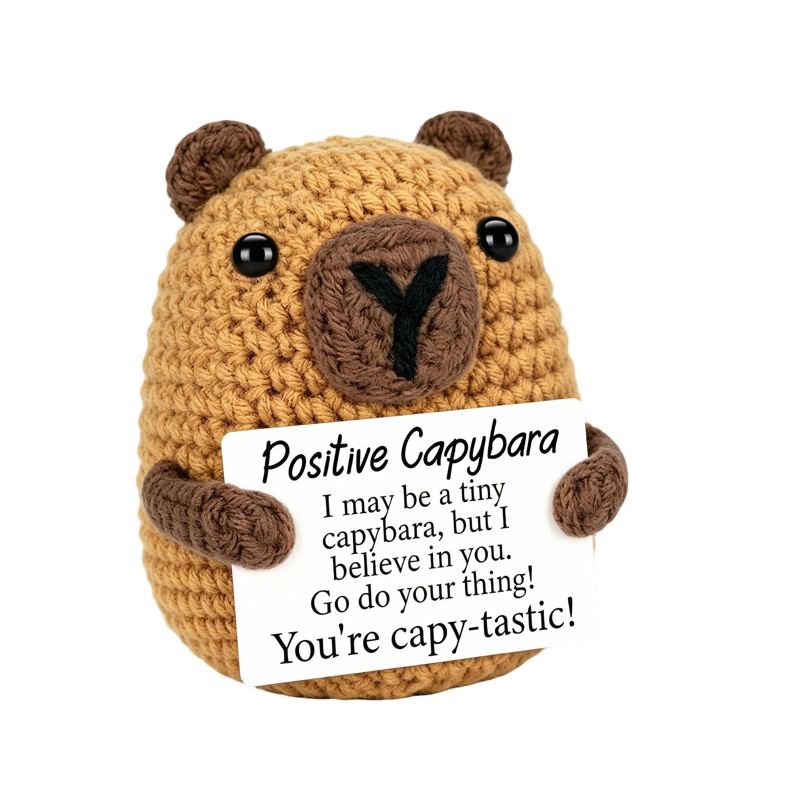 Oberlyn Positive Capybara Gifts,Exam Good Luck Gifts,Emotional Support Gift,Funny Positive Crochet Animals,Exams Graduation Knitted Lucky Capybara for Adults Women Men Girlfriend Boyfriend Him Her