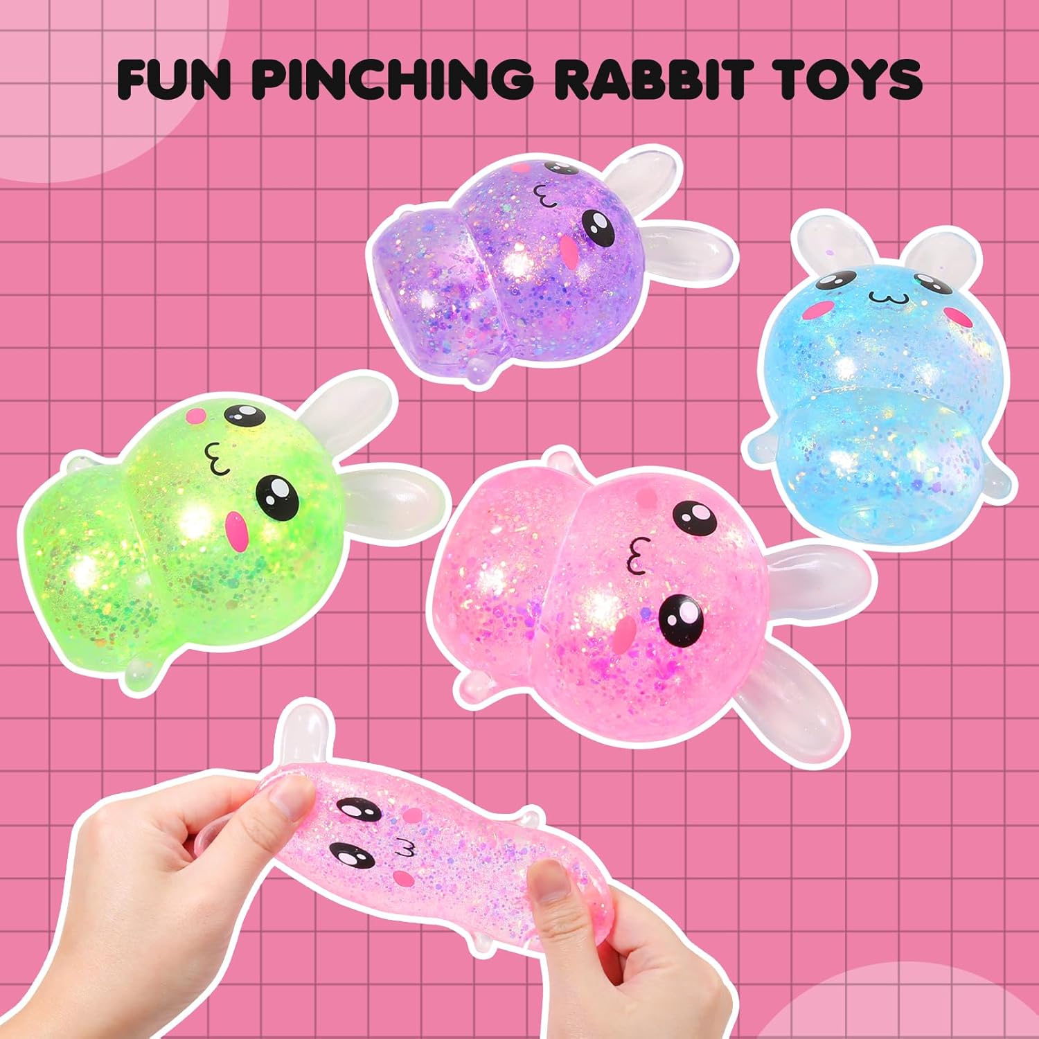 Easter Basket Stuffers,Easter Basket Essentials,4pcs Squishy Easter Bunny Stress Balls for Adults,Easter Stress Relief Fidget Balls,Easter Party Favors Easter Basket Ideas Gifts (4pcs-A)