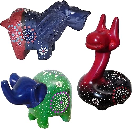 Miniatura 10 de Safari africano de la selva de animales gorditos de 4 pulgadas, tacto humano auténtico, suave, elegante, fresco y relajante, juego de 3 figuras