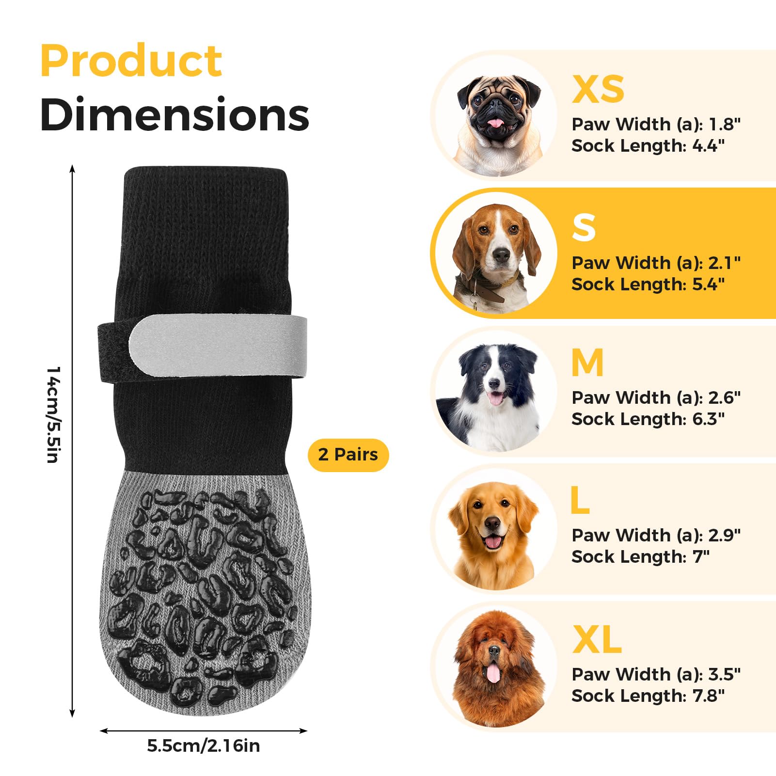 UIHRLM 4PCS Dog Socks, Adjustable Anti-Slip Dog Socks Paws Stop Licking with Grips - Image 2