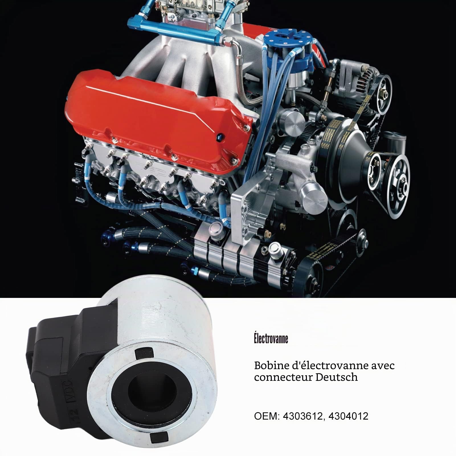 Bobine D'électrovanne 12V, 4303612 électrovanne avec Connecteur Deutsch Remplacement pour les Séries de Tiges HydraForce 08, 80, 88 et 98