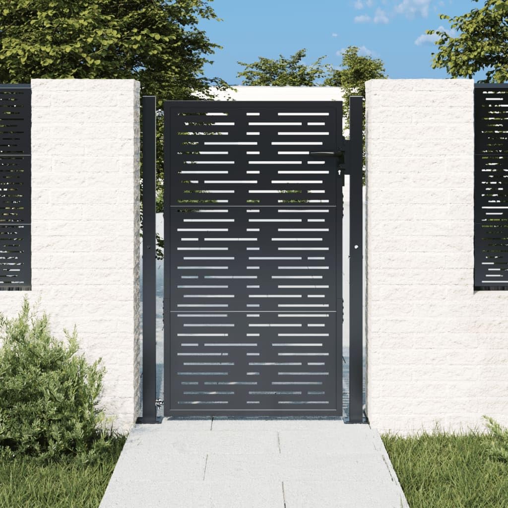 vidaXL Portail de Jardin, Portillon de Patio, Barrière de Sécurité, Porte d'Extérieure Terrasse, Anthracite 100x125 cm Acier Conception de Carré
