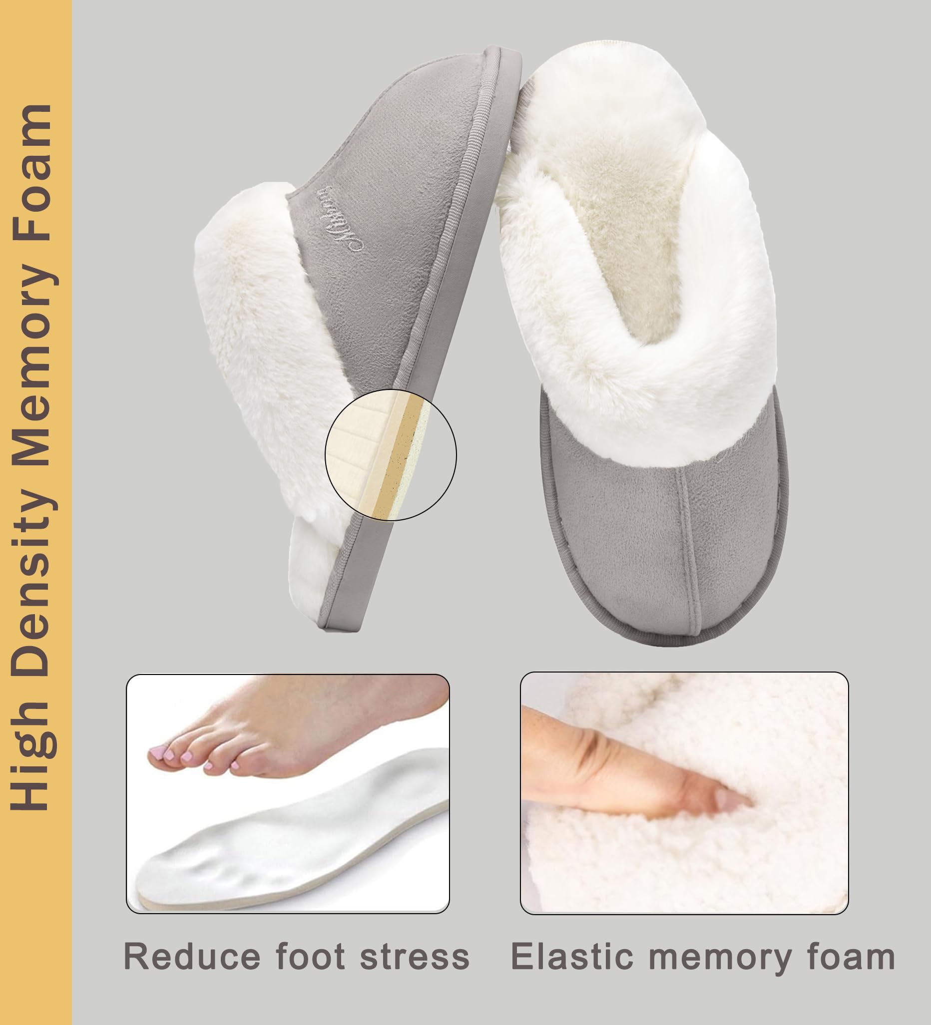 Donpapa Pantofole Donna Uomo Peluche Autunno Invernali Morbida Memoria Schiuma Interne Casa Ciabatte Fluffy Pelose Interno Esterno