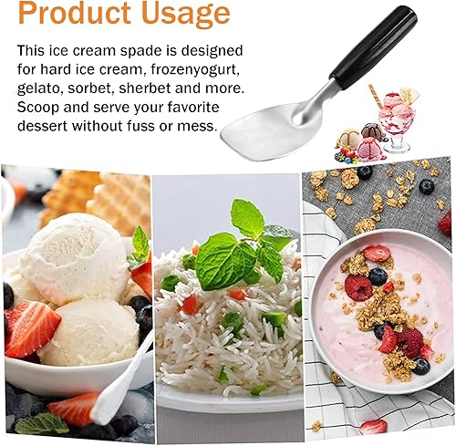 Vista 4 de 2 piezas de pala para helado, pala de helado, paleta de helado de acero inoxidable con mango de plástico, resistente y duradero, a prueba de doblez