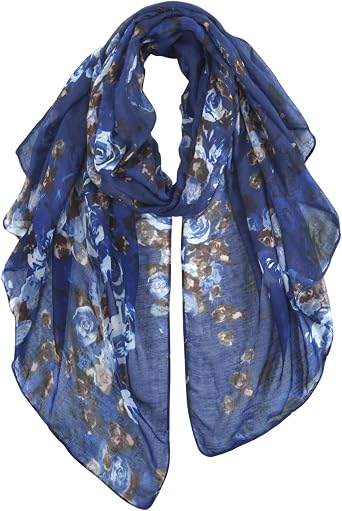 GERINLY Lightweight Scarves Fashion Print Cotton Feel Scarf for Women Shawl