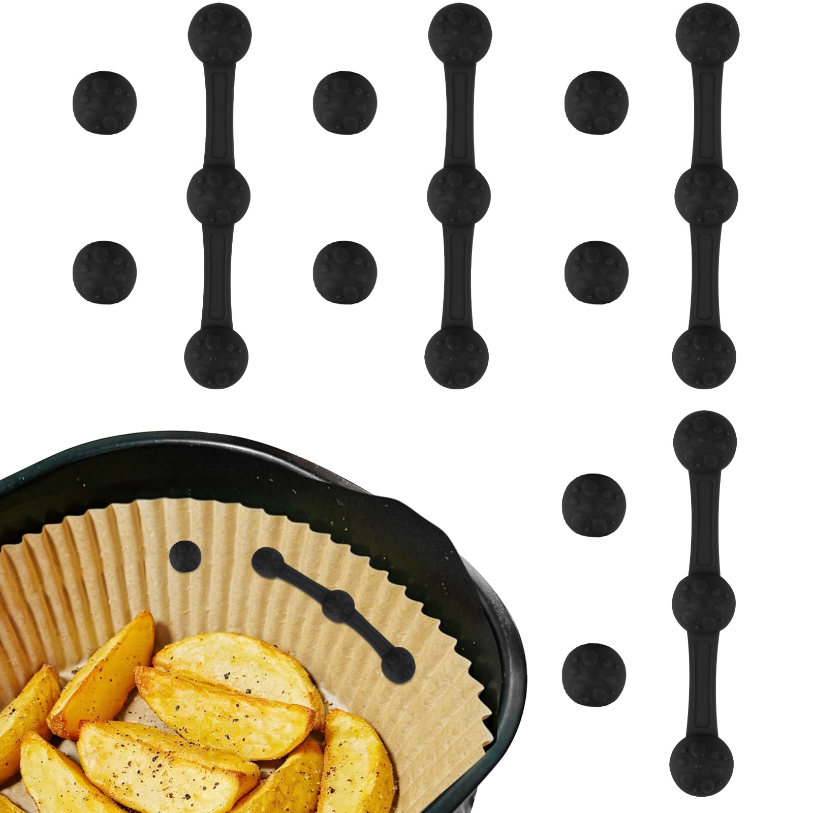 NUTKIT Air Fryer Silicone Magnet Clips, Heat-Resistant Safety Buckles-Black