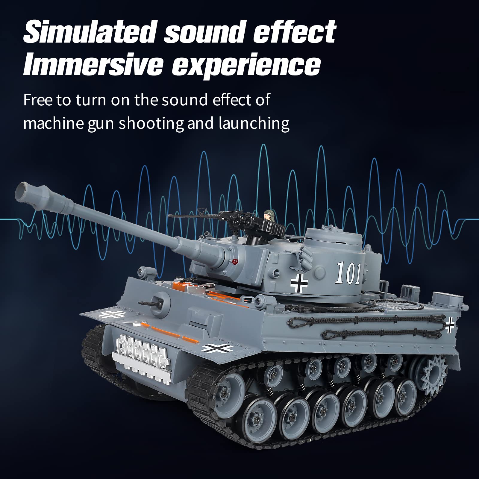 s-idee® RC Panzer S812 German Tiger grigio 1:18 2.4 Ghz Battle Serbatoio con funzione di tiro