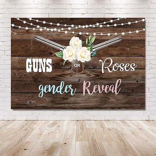 Miniatura 6 de MEHOFOND Pistolas o rosas para revelación de género para fiesta de fondo de fotos, luces de madera rústica con purpurina, unisex, decoración de baby