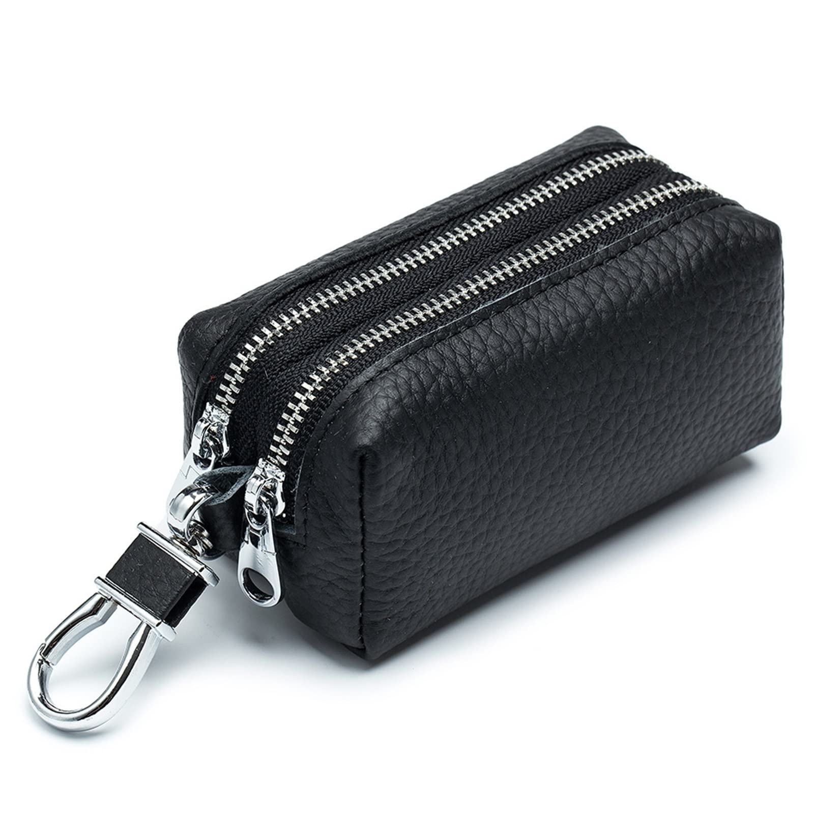Geldbörsen für Damen und Herren, Schlüsselmappe, männlich, Autoschlüssel, Tasche, Schlüsselhalter, Litschi-Muster, Schlüsseletui, Doppelreißverschluss, Organizer, kleine Geldbörsen (Farbe: Gelb) (Sc