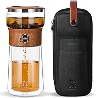 ZENS Bule de chá moderno com infusor de vidro, máquina de chá de um toque para chá de folhas soltas com caneca isolada e estojo portátil. Alternativas de panela encantada para presentes para amantes