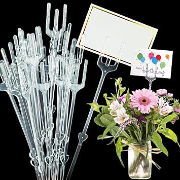 60 Pieces Floral Card Holder Picks 9.4inch Plastic Floral Picks Transparent Fork Shape Straight Head Place Card Holder for Arrangement Bouquet Wedding DecorFork Shape
