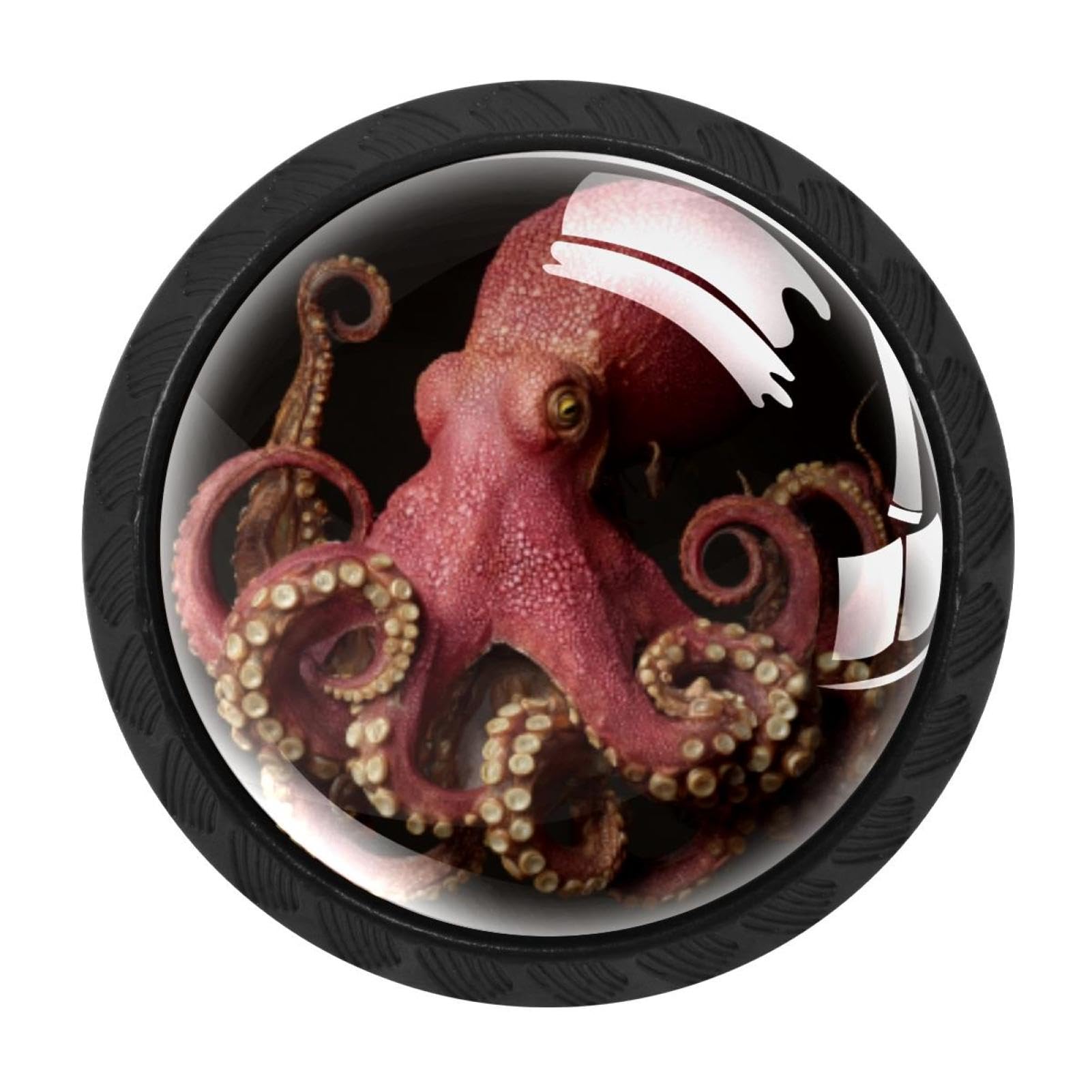 CHENZZZZ 4 Pieces Round Cabinet Knobs Rustic Dresser Knobs, Drawer Cupboard Wardrobe Cabinet Pulls Handles Hardware for Home Kitchen Furniture, Octopus (2)