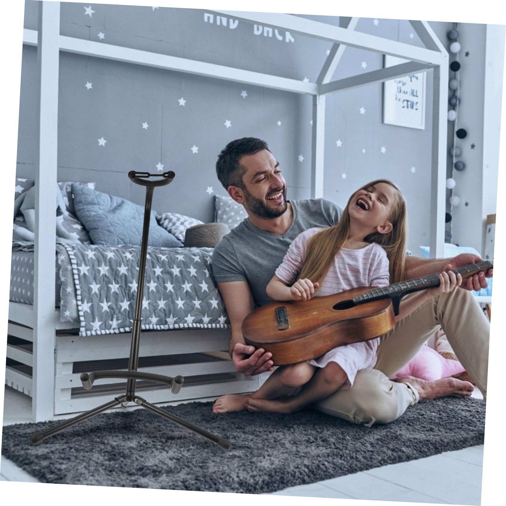 Supporto Pieghevole per Chitarra, Espositore Verticale Stabile e Leggero, in Ferro, Spugna e Abs, per Negozio di Chitarre