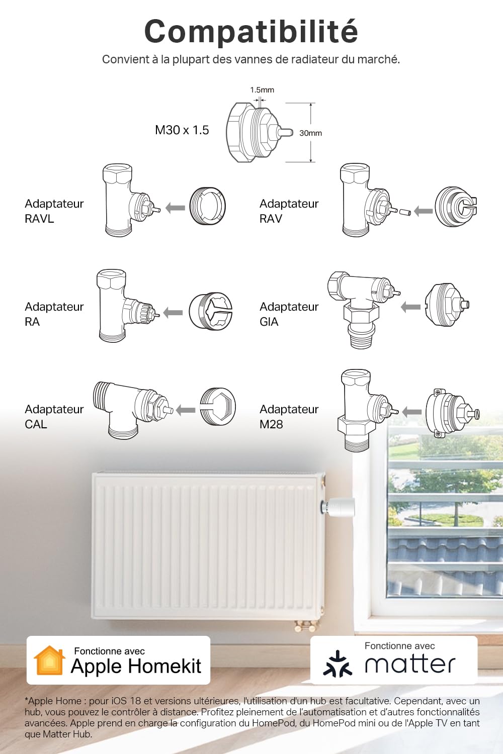 TP-Link Kasa Thermostat Connecté Matter, Compatible avec HomeKit, Alexa et Google Assistant, Réduisez Vos factures et contrôlez Le Chauffage à Distance Via l'application, KE100 KIT