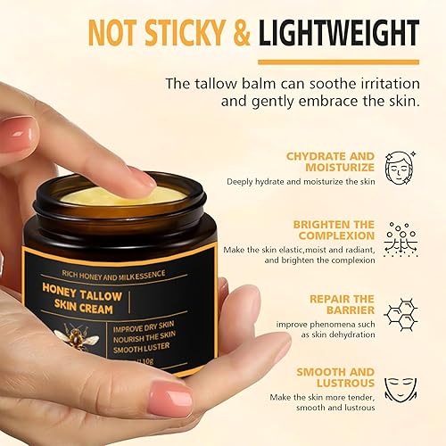 Miniatura 5 de Marroomi Tallow Honey Balm - Marromi Beef Tallow for Skin & Face, Moisturizer with 100% Organic Grass-Fed Beef Tallow & Raw Wild Honey - Natural