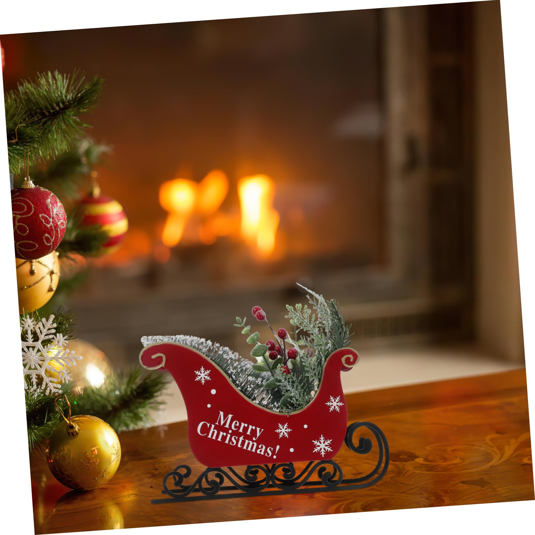Decoración navideña, Trineo navideño, decoración de Mesa, Adorno navideño Artesanal para decoración del hogar, Centro de Mesa navideño para mesas y estantes, Material Seguro, diseñ