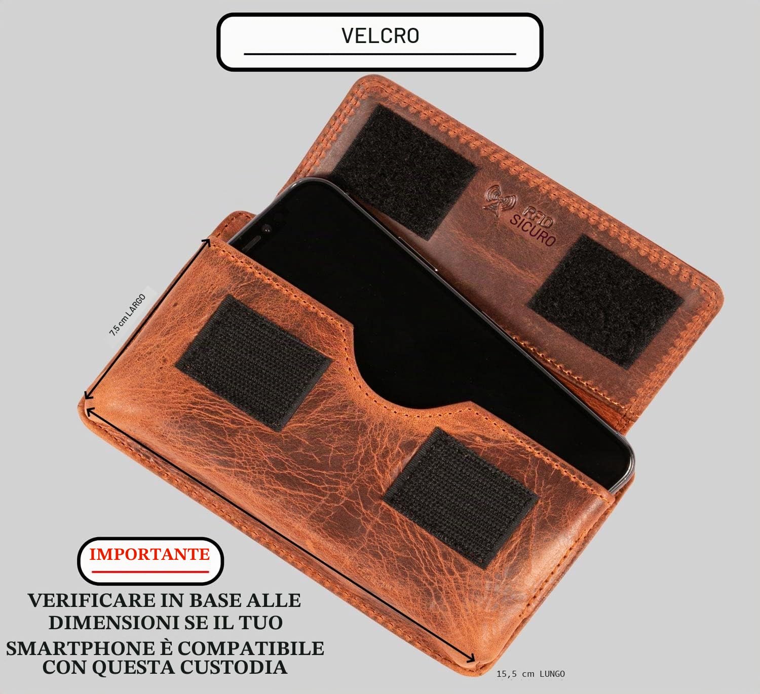 Matador Marsupio in Vera Pelle con Scomparto Separato con Cerniera per Carte e Monete per dispositivi Fino a 6,1 Pollici