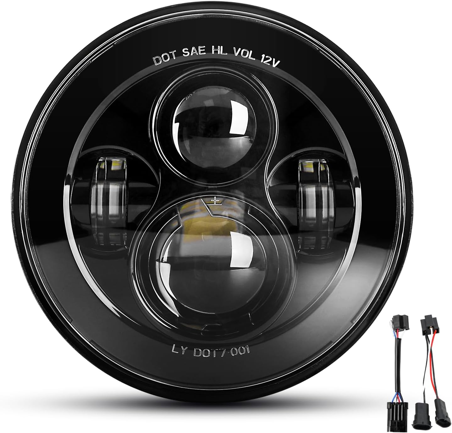 LX-LIGHT Dot Approved 7Inch Black LED Daymaker Headlight for Harley Davidson Motorcycle Tour,FLD,Softail Heritage,Street Glide,Road King,Electra Glide,Yamaha V-Star Road Star Jeep Wrangler