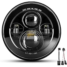 Dot Approved 7Inch Black LED Headlight Compatible with Motorcycle Tour,FLD,Softail Heritage,Street Glide,Road King,Electra Glide,Yamaha V-Star Road Star Wrangler