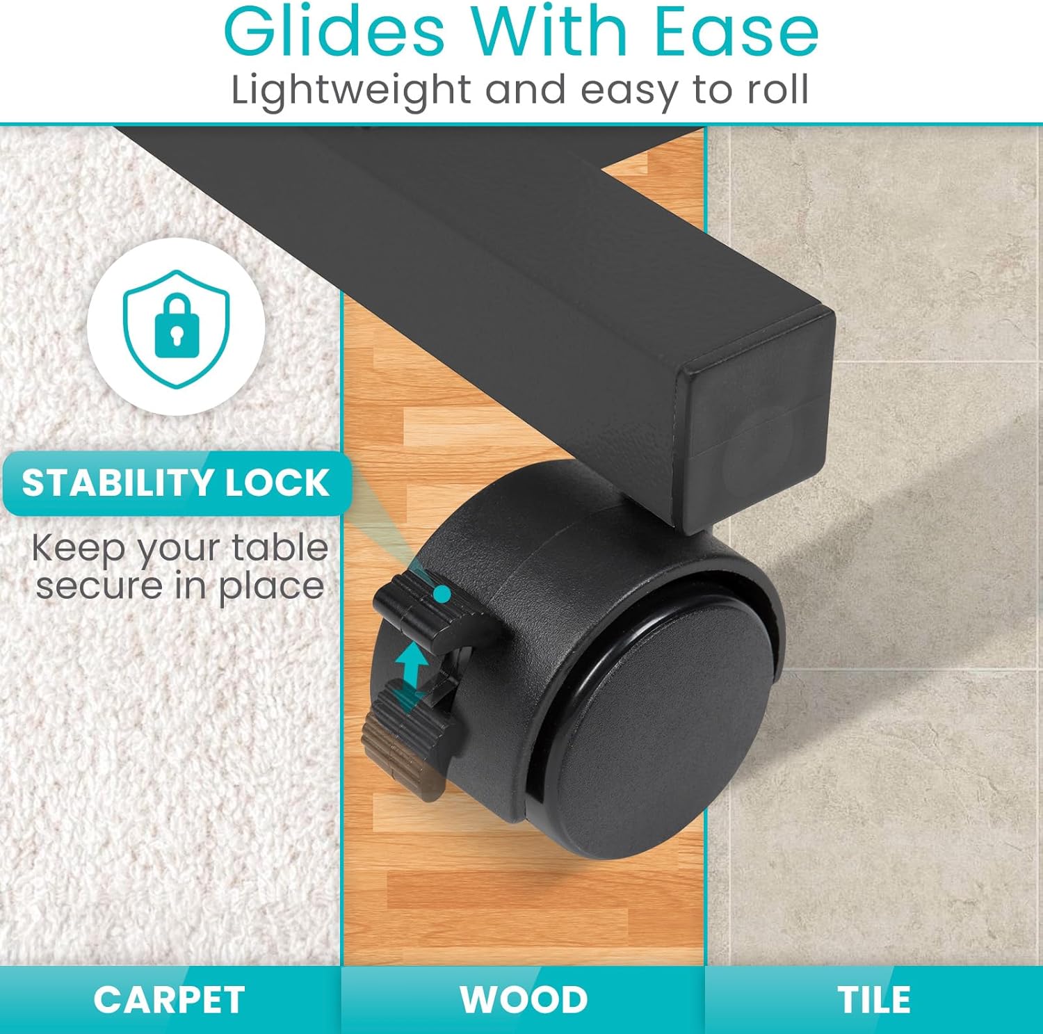 Vive Overbed Hospital Bed Table for Home Use - Adjustable Swivel Wheels & Tray for Over Bed - for Medical Bedside Chair - Adjustable Height, Tilt Top for Reading, Laptop, Bedridden, Elderly, Seniors