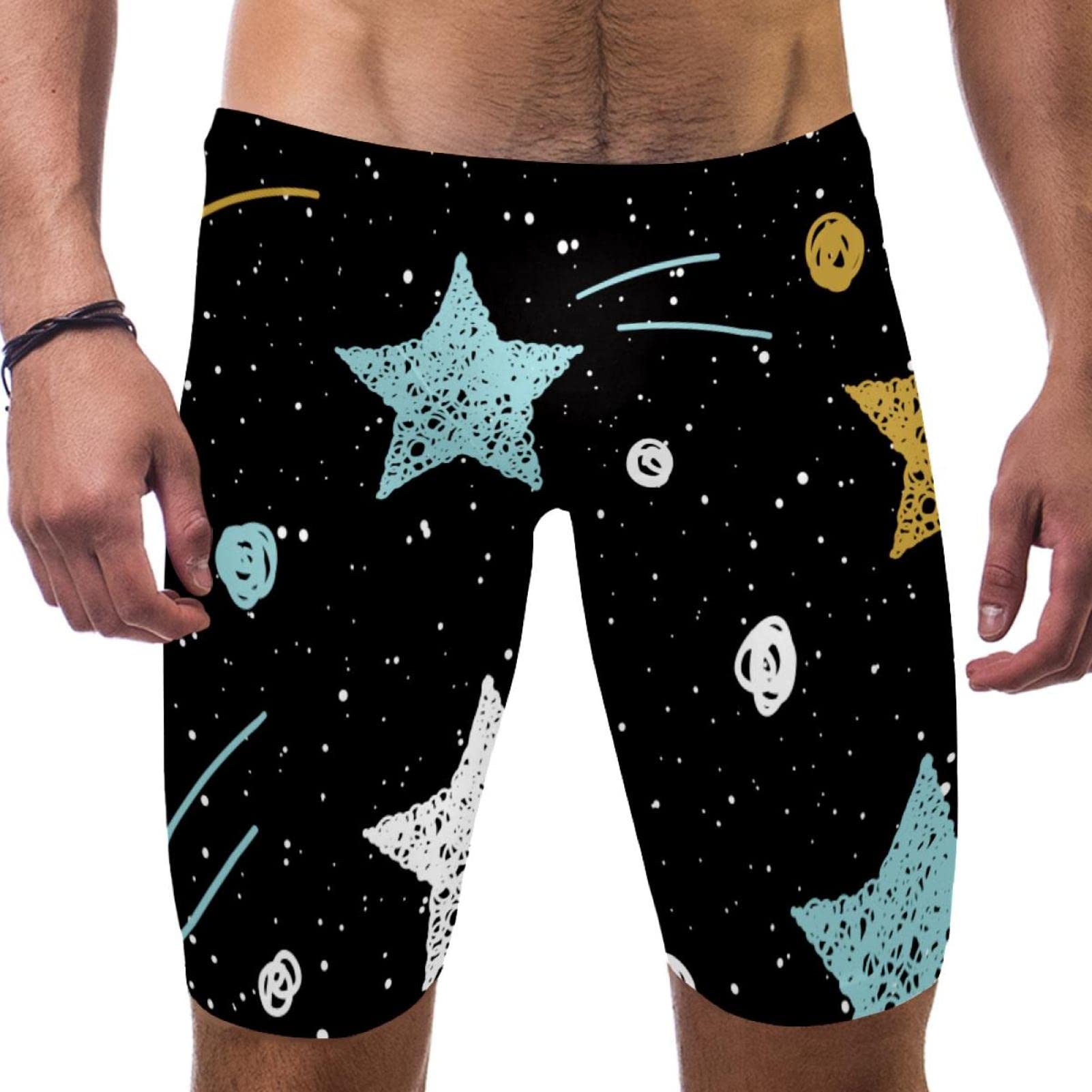 Pantalones cortos de natación para hombre HUI JIN SHOP Star Space Black negro S 7