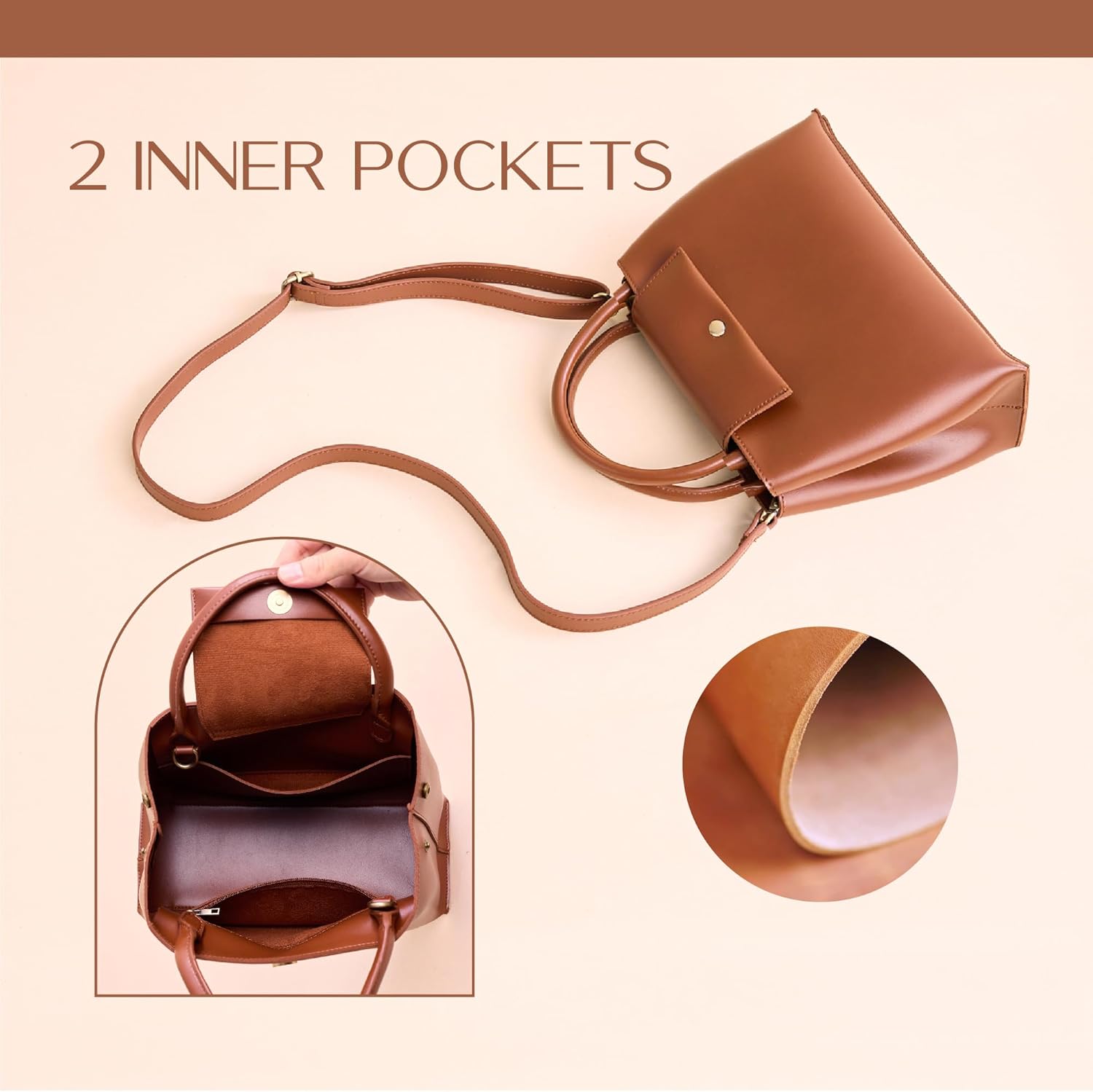 SUNLIGHT LEAVES Vegan Leather Small Tote For Women Vintage Top Handle Satchel Purse Shopping Bag Simple Shoulder Handbag - Image 5