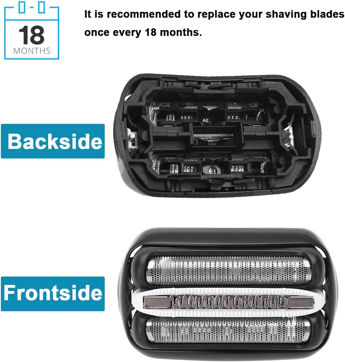 32B Shaver Foil Replacement and Cutter for Compatible with Braun Series 3, Shaver Razor Blade Cassette Head Compatible with Braun 320 330 340 350CC 370cc-4 390cc-4 Models by Ketofa