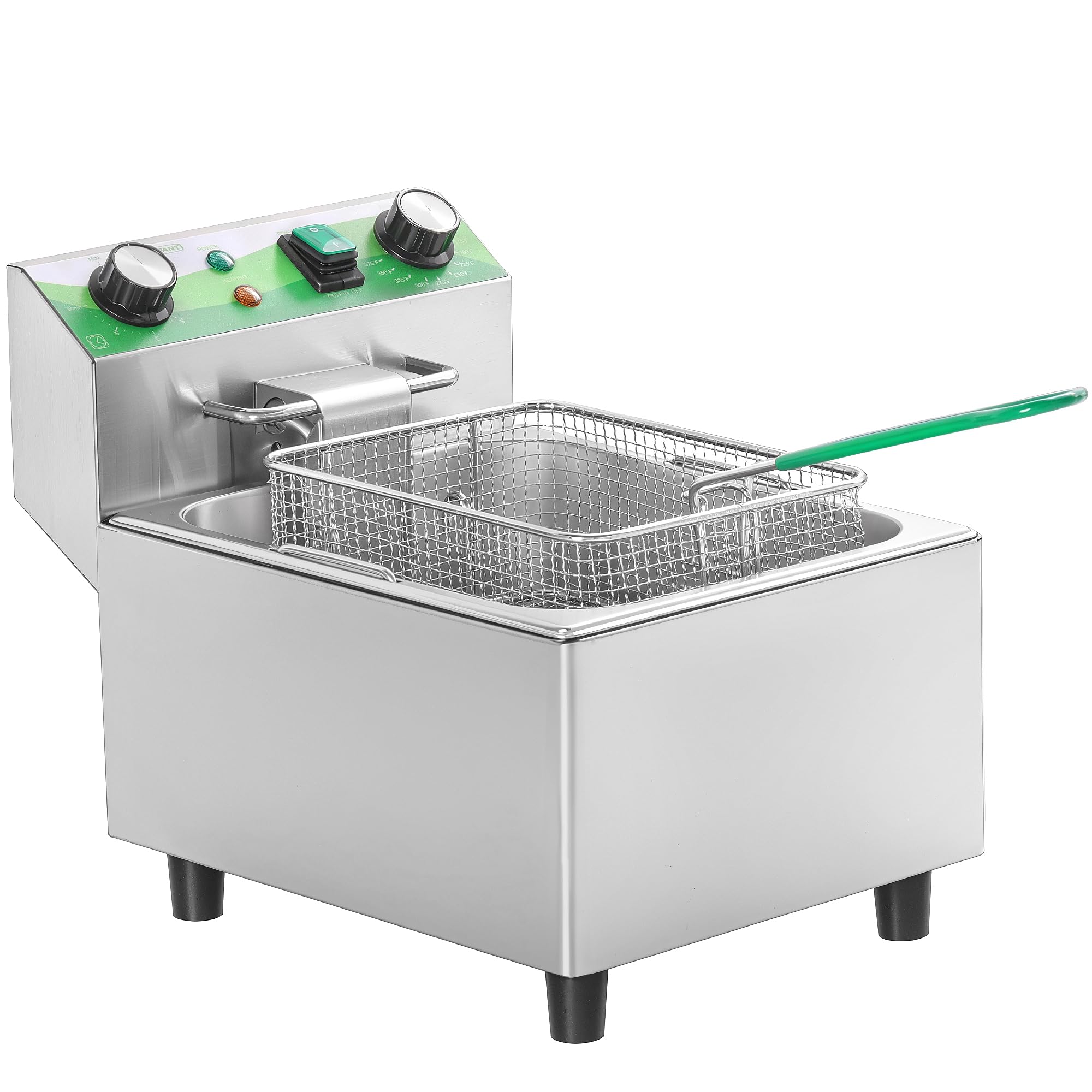 NUPANT Electric Deep Fryer with Timer 10L/10.6QT Commercial Deep Fryer with Basket and Lid, Temp Control, 1700W/110V Stainless Steel Single Oil Fryer Countertop Fryer for Home and Restaurant Use