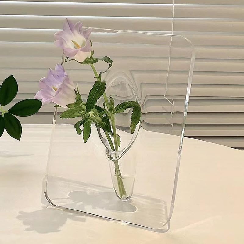 Acrylic Photo Frame Vase, Photo Frame Floral Flower Vase