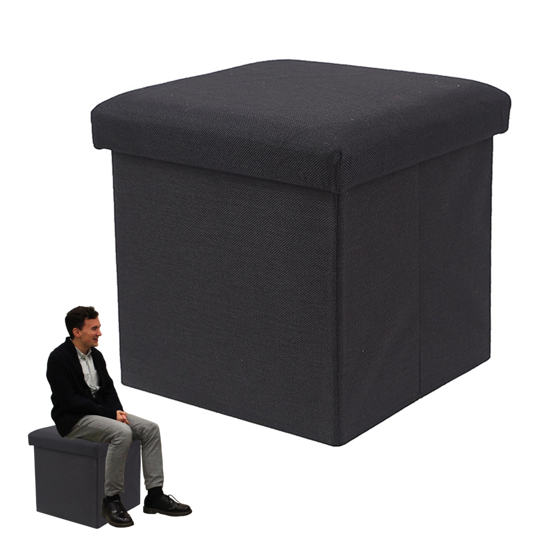 Ottoman Boîte de Rangement Pliable en Lin pour En finir avec le Désordre des Jouets
