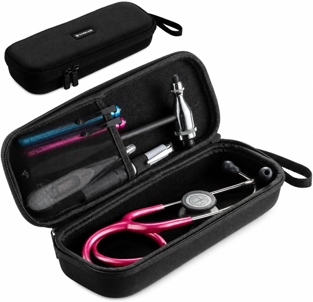 Stethoscope Case for 3M Littmann Classic III, Lightweight II S.E, Cardiology IV Diagnostic, MDF Acoustica - Hard Case for Medical Tools with Pocket for Nurse Accessories - EVA Nursing Holder