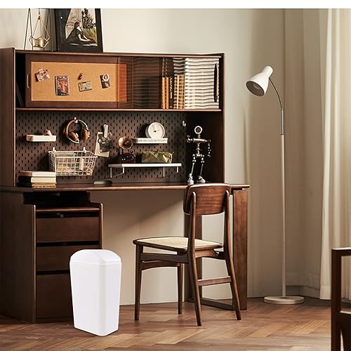 Miniatura 5 de Morcte Cubo de basura pequeño de plástico de 3.5 galones con tapa abatible, cubo de basura con tapa abatible, color blanco