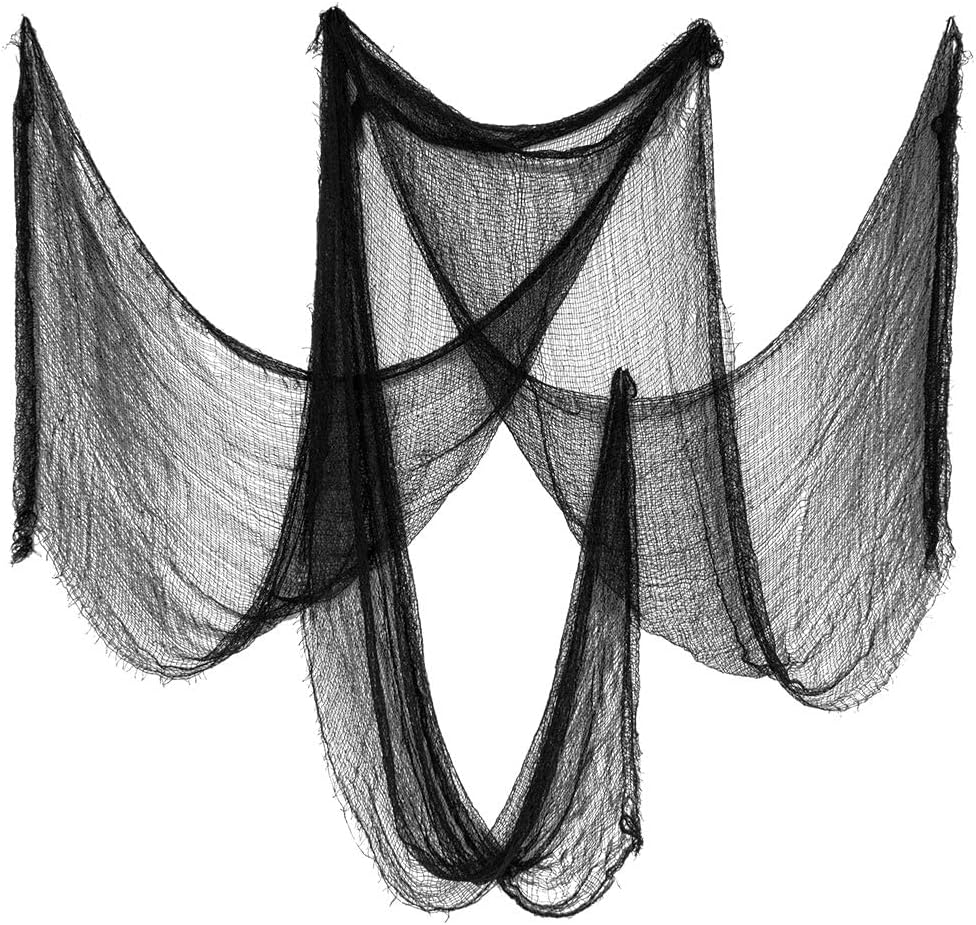 Biubee Pack of 5 Halloween Black Creepy Cloth- Spooky Fabric Cloth Halloween Decorations Clearance for Haunted House Halloween Party Doorway Outdoors Decoration (30×72inch)