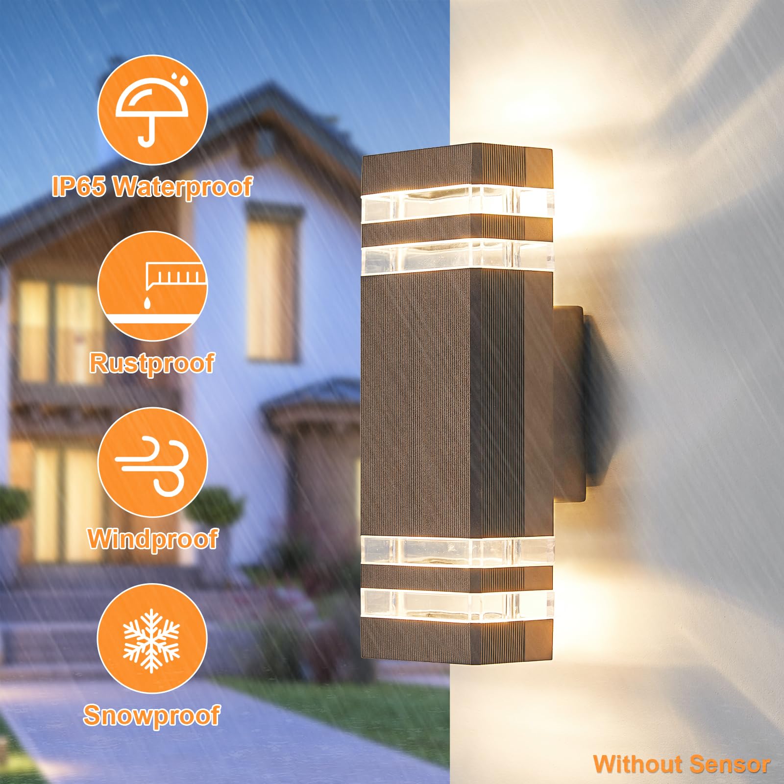 CELAVY Outdoor Wall Lights Mains Powered Outside Up Down Lights, IP65 LED Porch Front Door Light - Image 2