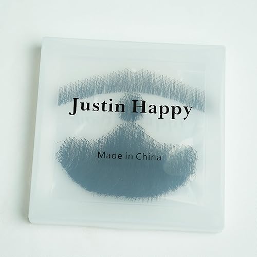 Miniatura 3 de Bigotes falsos, cabello humano a base de encaje, barba falsa marrón, bigote falso, bigote realista, disfraz de cabra falso para hombres (marrón)