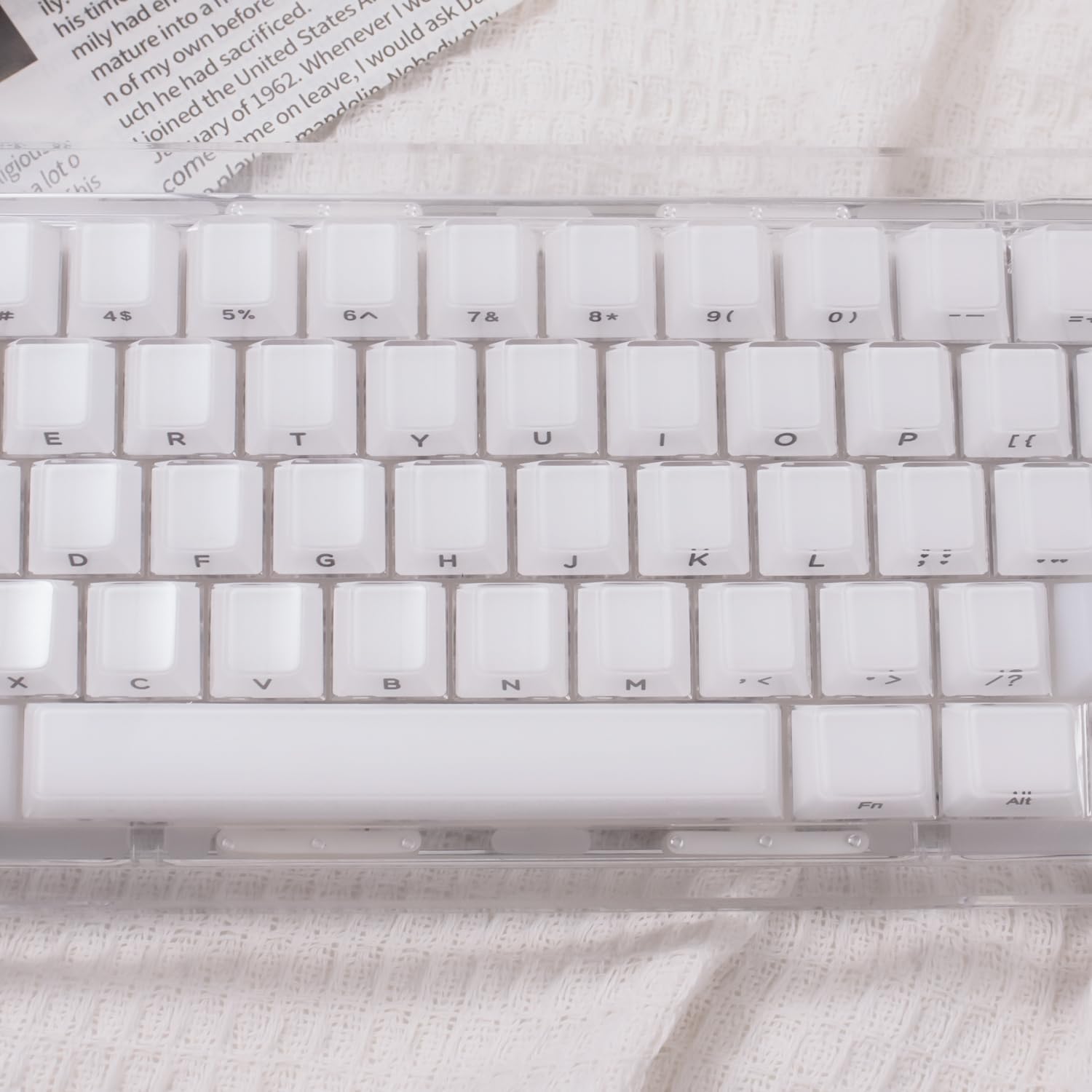 mintcaps Crystal Jelly Keyboard Keycaps - 119keys White Translucent Custom OEM Profile Keycap Set Side Print Keycaps 75 100 Percent Cherry Gateron Mx Mechanical Keyboard