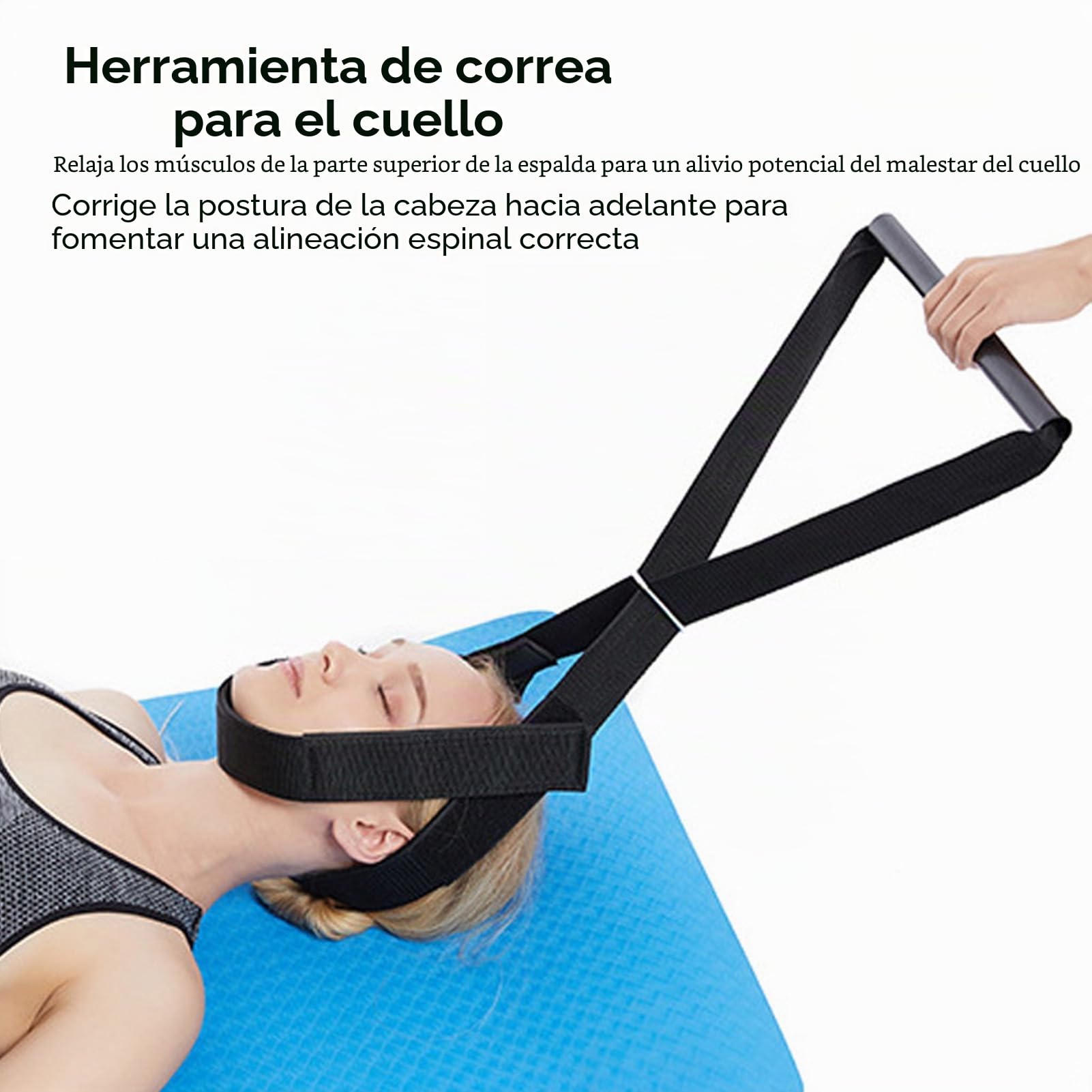 Dispositivo de tracción cervical para el cuello, Cuello Camilla Correa Quiropráctica Descompresión Mango Cómodo Tracción Cervical Dispositivo de tracción con correa para la barbilla