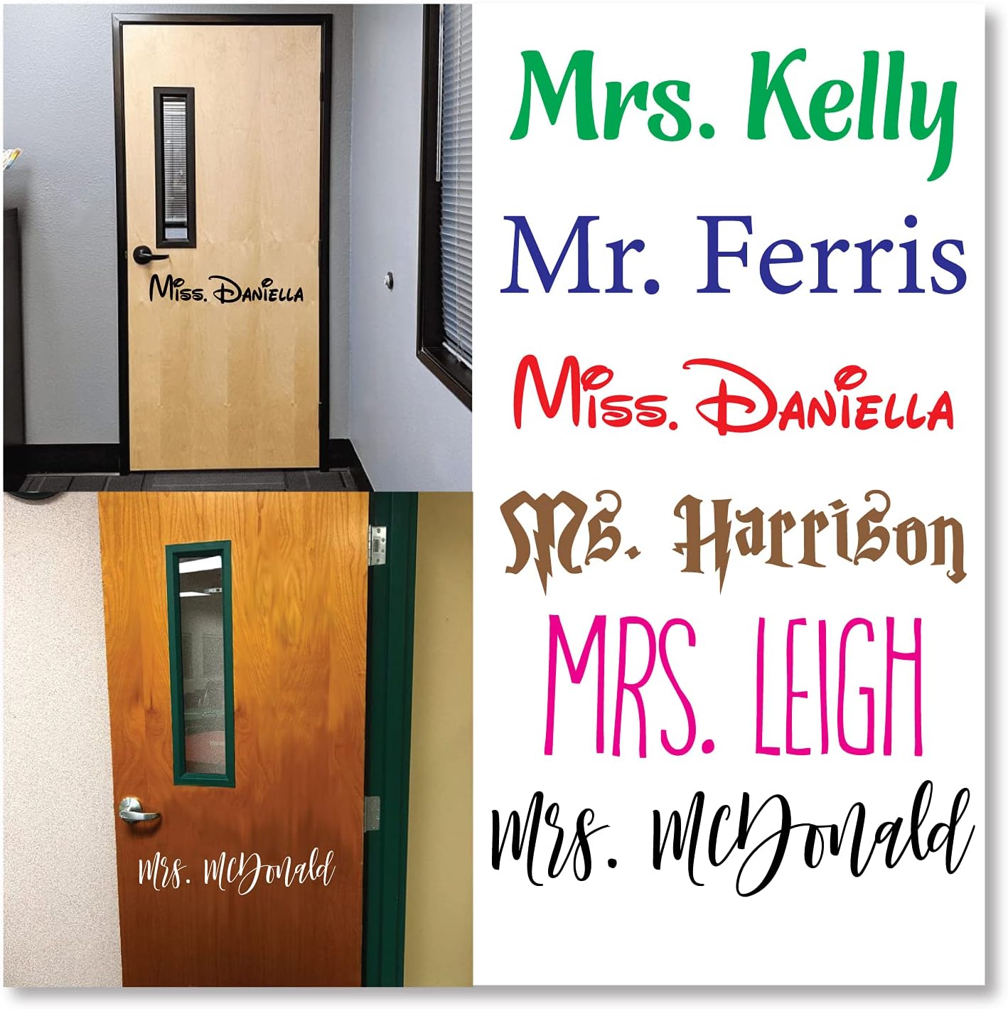 Teacher Door or Wall Personalized Name or Word Vinyl Wall Decal Sticker (2", 3", 5", 8", 10", 13")