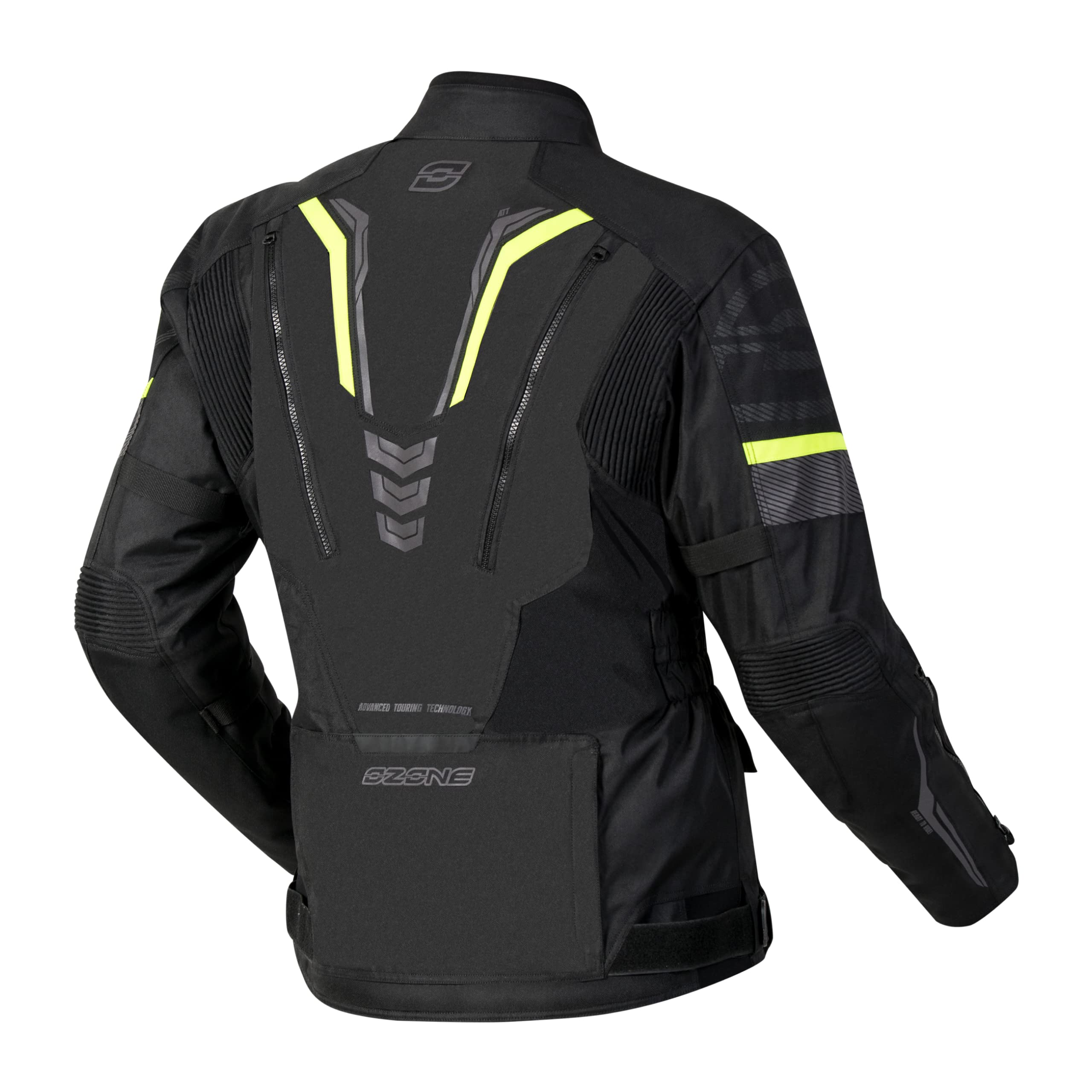 OZONE MOTO Męska kurtka motocyklowa Tour Iii, czarny/antracytowy/fluorescencyjny żółty, XXL