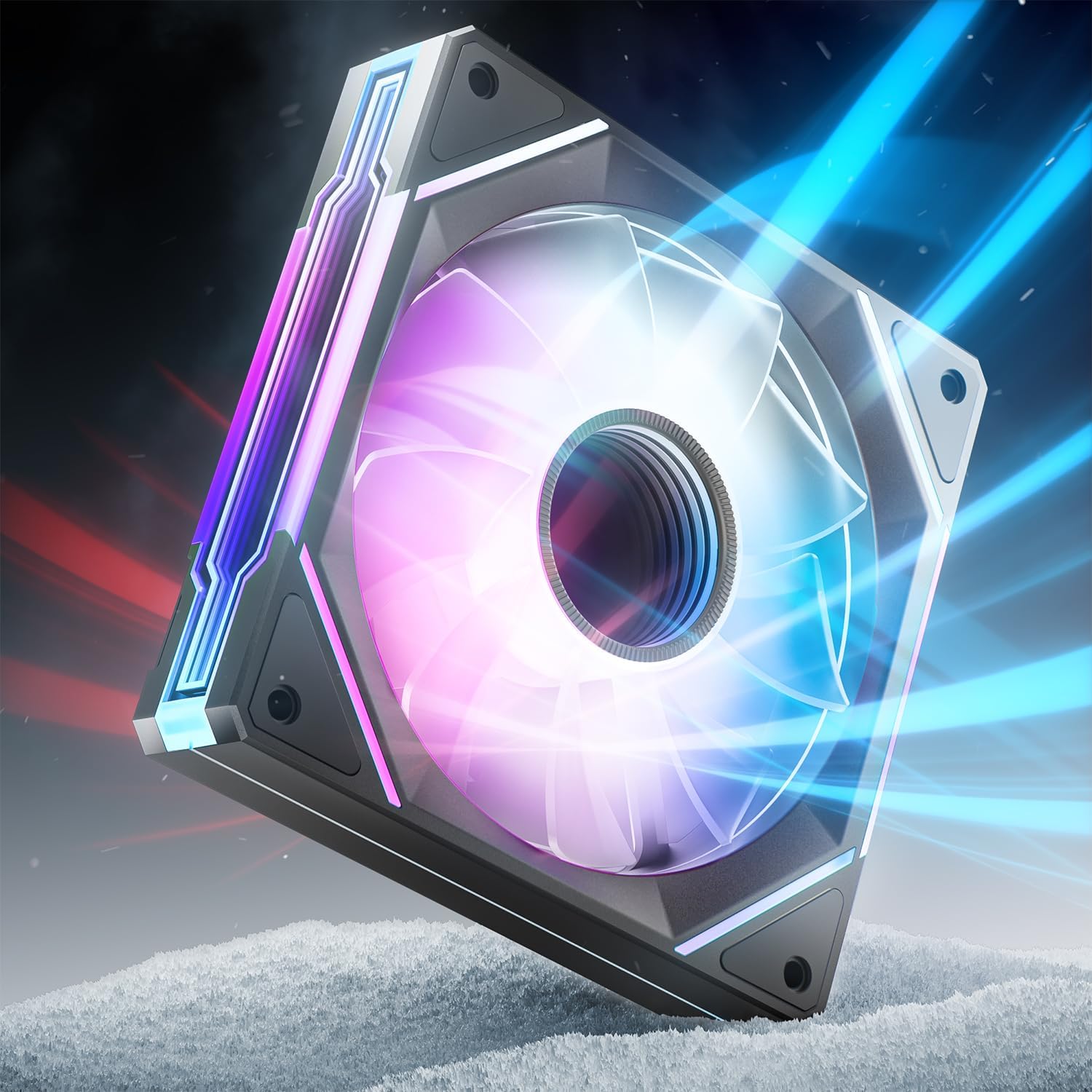 PC Case Fan 120MM 3pcs 1800RPM Infinity Mirror ARGB PWM Fan 4Pin PWM, 5V 3Pin ARGB Reverse Fan Blade (Intake) AMICI5GT (3, Black, Reverse Blade)