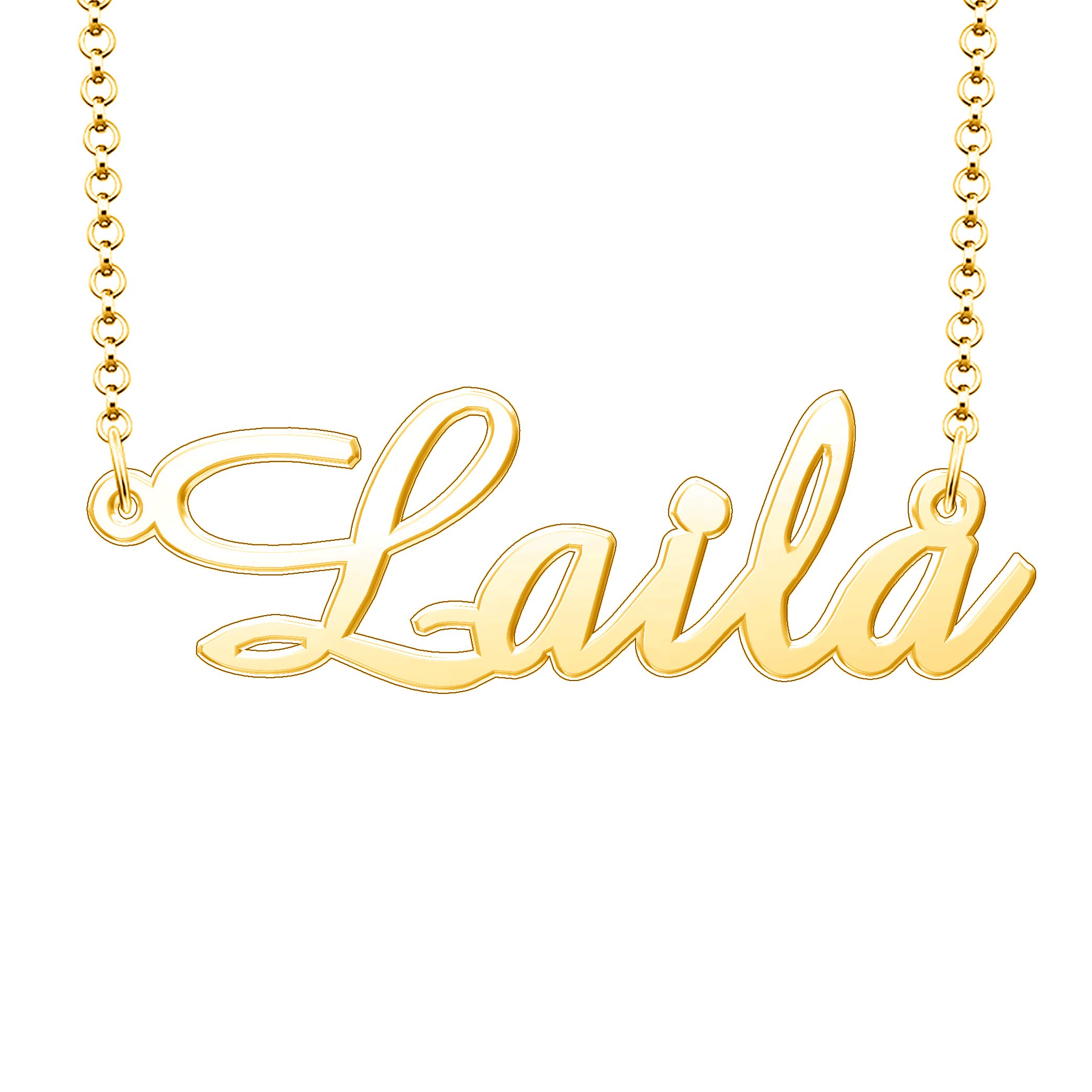 Moonlight CollectionsLaila Name Necklace Personalized Sterling Silver Custom Name Necklace for Women
