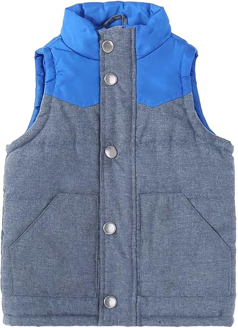 Bienzoe Little Boy Zip Quilted Sleeveless Warm Cotton-padded Gilets